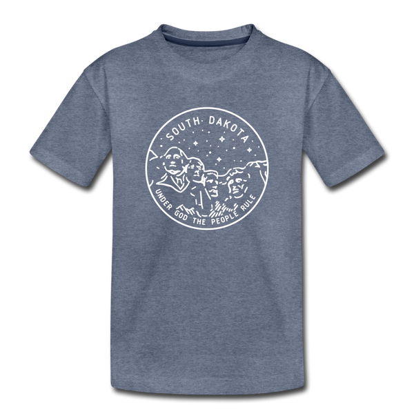South Dakota Youth T-Shirt - State Design Youth South Dakota Tee - heather blue