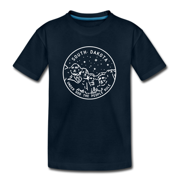 South Dakota Youth T-Shirt - State Design Youth South Dakota Tee - deep navy
