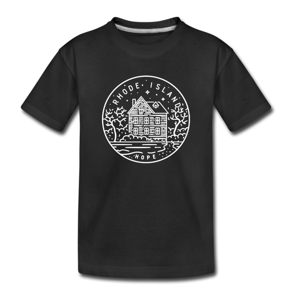 Rhode Island Youth T-Shirt - State Design Youth Rhode Island Tee - black