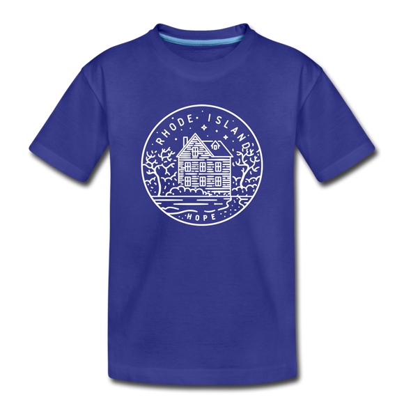 Rhode Island Youth T-Shirt - State Design Youth Rhode Island Tee - royal blue