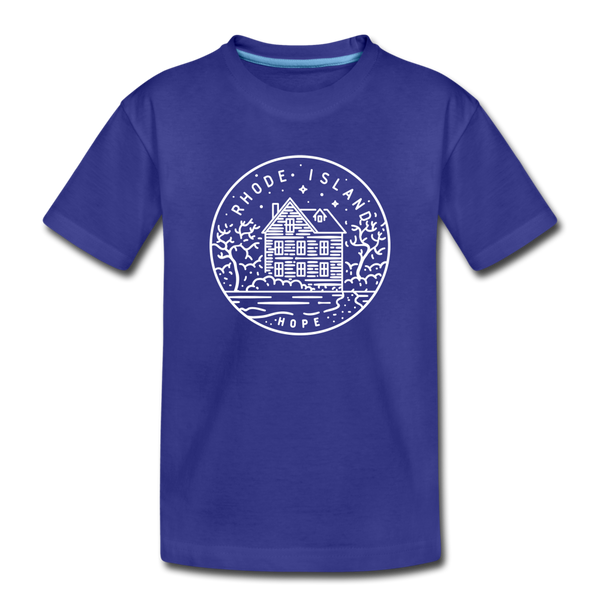 Rhode Island Youth T-Shirt - State Design Youth Rhode Island Tee - royal blue