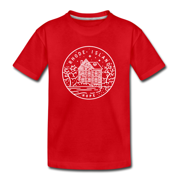 Rhode Island Youth T-Shirt - State Design Youth Rhode Island Tee - red
