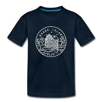 Rhode Island Youth T-Shirt - State Design Youth Rhode Island Tee - deep navy