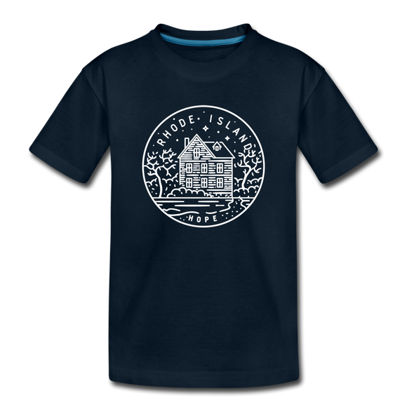 Rhode Island Youth T-Shirt - State Design Youth Rhode Island Tee - deep navy