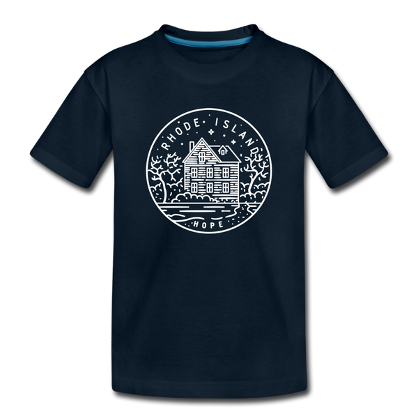 Rhode Island Youth T-Shirt - State Design Youth Rhode Island Tee - deep navy