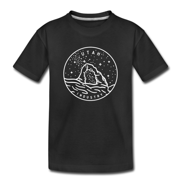 Utah Youth T-Shirt - State Design Youth Utah Tee - black