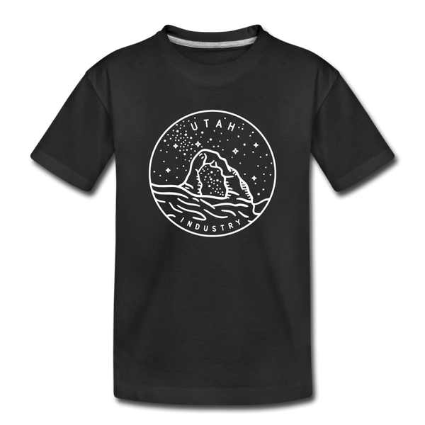 Utah Youth T-Shirt - State Design Youth Utah Tee - black