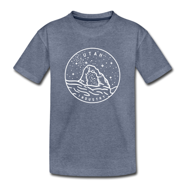 Utah Youth T-Shirt - State Design Youth Utah Tee - heather blue