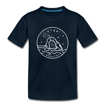Utah Youth T-Shirt - State Design Youth Utah Tee - deep navy