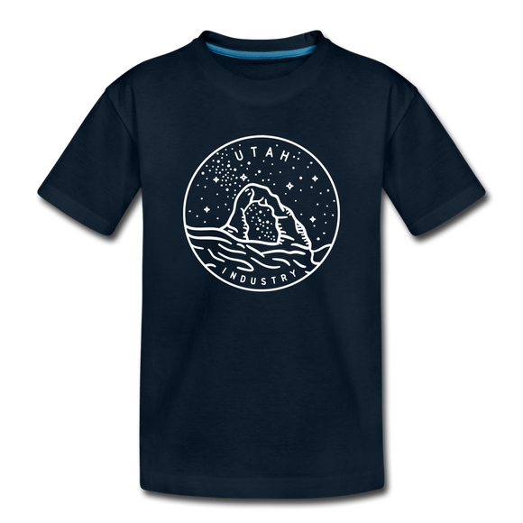 Utah Youth T-Shirt - State Design Youth Utah Tee - deep navy