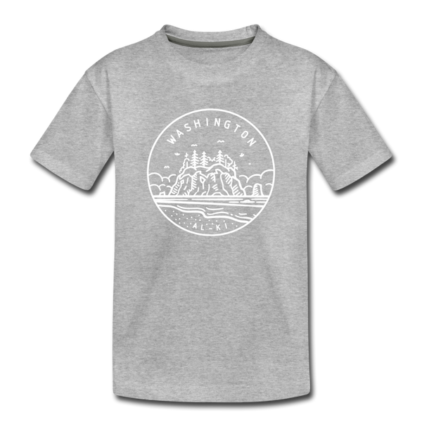 Washington Youth T-Shirt - State Design Youth Washington Tee - heather gray