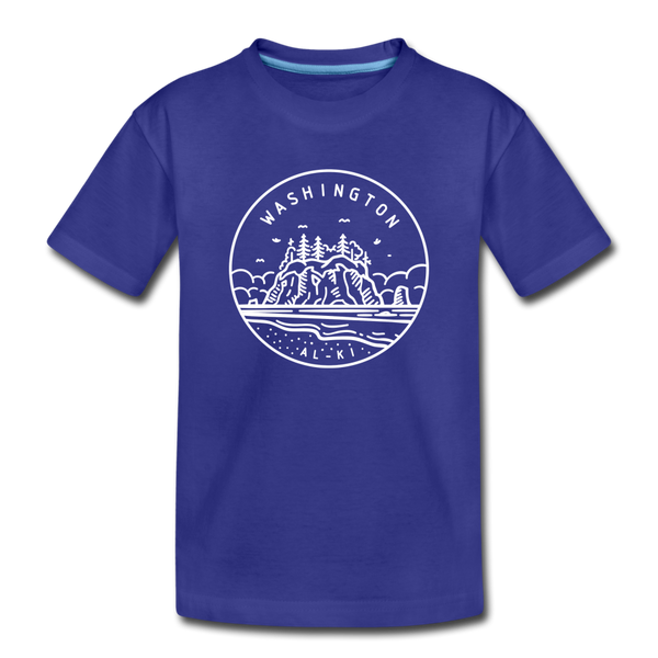 Washington Youth T-Shirt - State Design Youth Washington Tee - royal blue