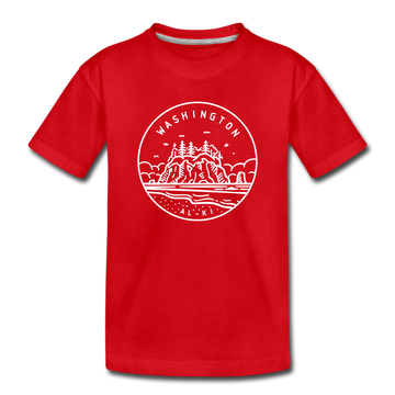 Washington Youth T-Shirt - State Design Youth Washington Tee - red