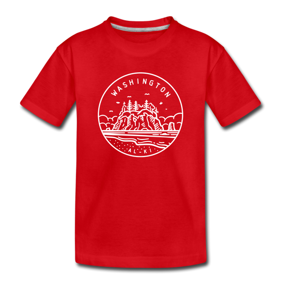 Washington Youth T-Shirt - State Design Youth Washington Tee - red