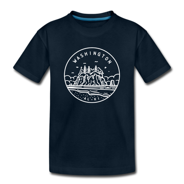 Washington Youth T-Shirt - State Design Youth Washington Tee - deep navy