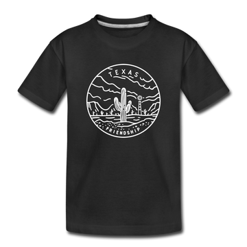 Texas Youth T-Shirt - State Design Youth Texas Tee - black