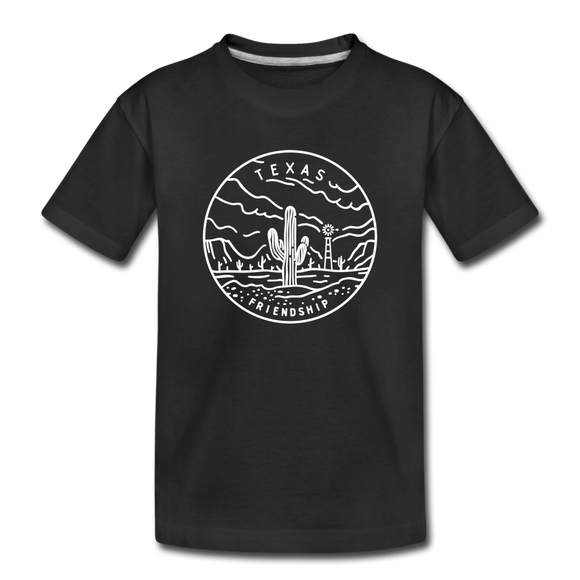 Texas Youth T-Shirt - State Design Youth Texas Tee - black