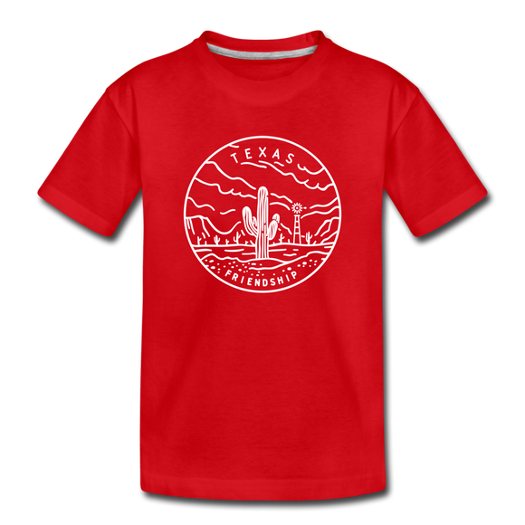 Texas Youth T-Shirt - State Design Youth Texas Tee - red