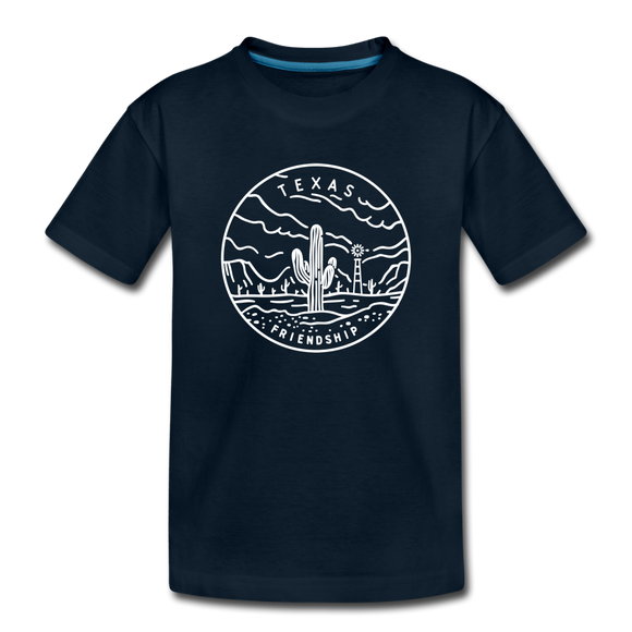 Texas Youth T-Shirt - State Design Youth Texas Tee - deep navy