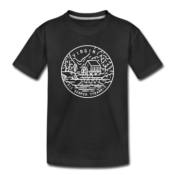 Virginia Youth T-Shirt - State Design Youth Virginia Tee - black