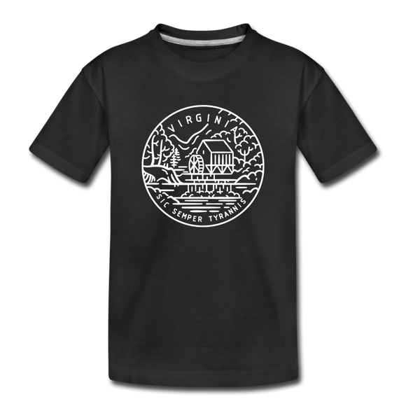Virginia Youth T-Shirt - State Design Youth Virginia Tee - black