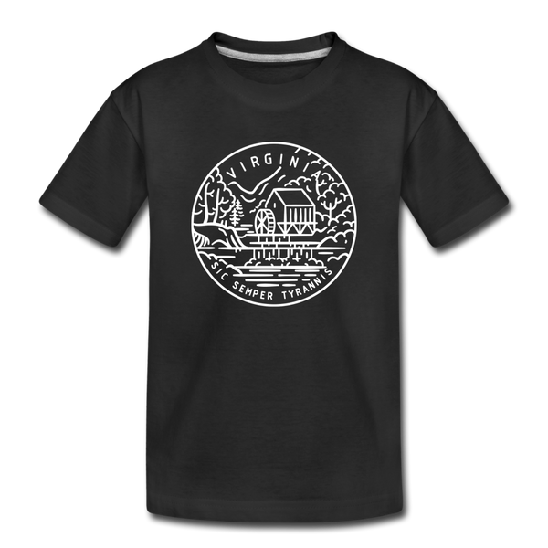 Virginia Youth T-Shirt - State Design Youth Virginia Tee - black