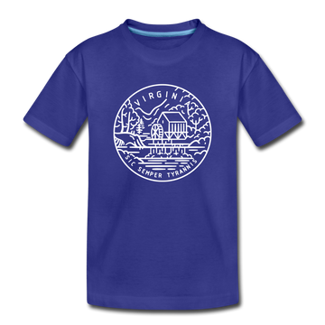 Virginia Youth T-Shirt - State Design Youth Virginia Tee - royal blue