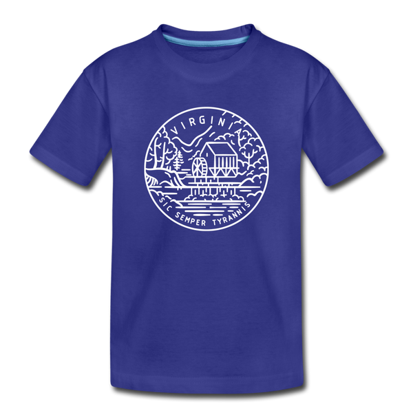 Virginia Youth T-Shirt - State Design Youth Virginia Tee - royal blue