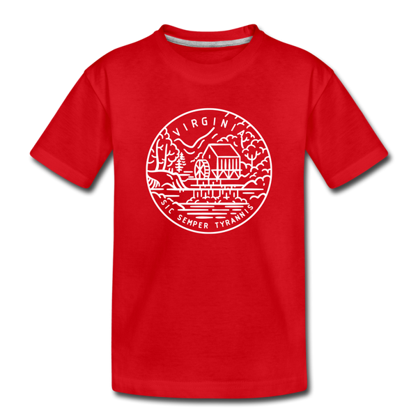 Virginia Youth T-Shirt - State Design Youth Virginia Tee - red