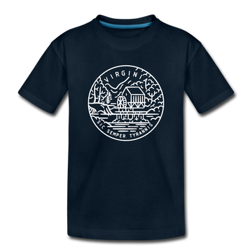 Virginia Youth T-Shirt - State Design Youth Virginia Tee - deep navy