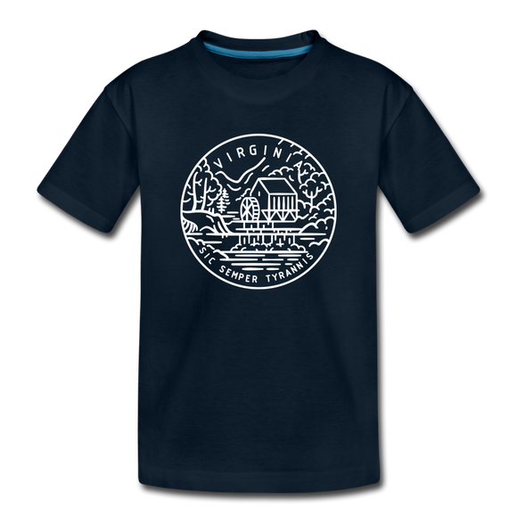 Virginia Youth T-Shirt - State Design Youth Virginia Tee - deep navy