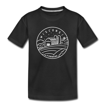 Wisconsin Youth T-Shirt - State Design Youth Wisconsin Tee - black