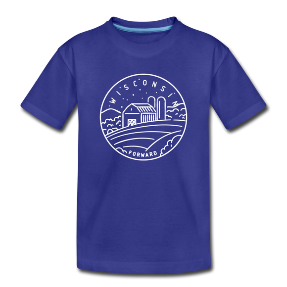 Wisconsin Youth T-Shirt - State Design Youth Wisconsin Tee - royal blue