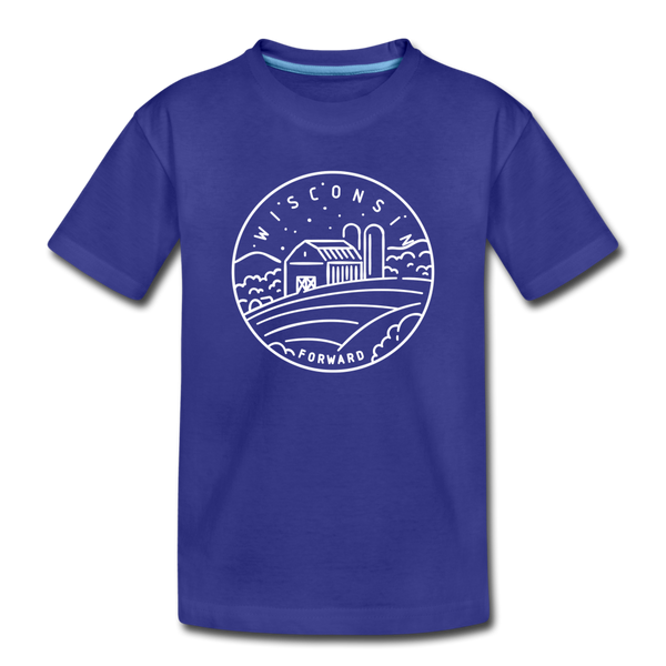 Wisconsin Youth T-Shirt - State Design Youth Wisconsin Tee - royal blue