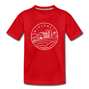 Wisconsin Youth T-Shirt - State Design Youth Wisconsin Tee - red