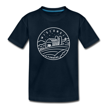 Wisconsin Youth T-Shirt - State Design Youth Wisconsin Tee - deep navy