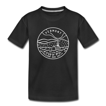 Vermont Youth T-Shirt - State Design Youth Vermont Tee - black