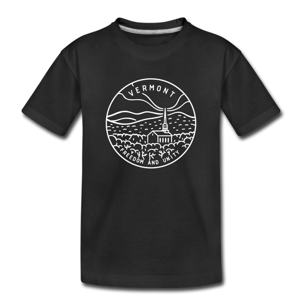 Vermont Youth T-Shirt - State Design Youth Vermont Tee - black