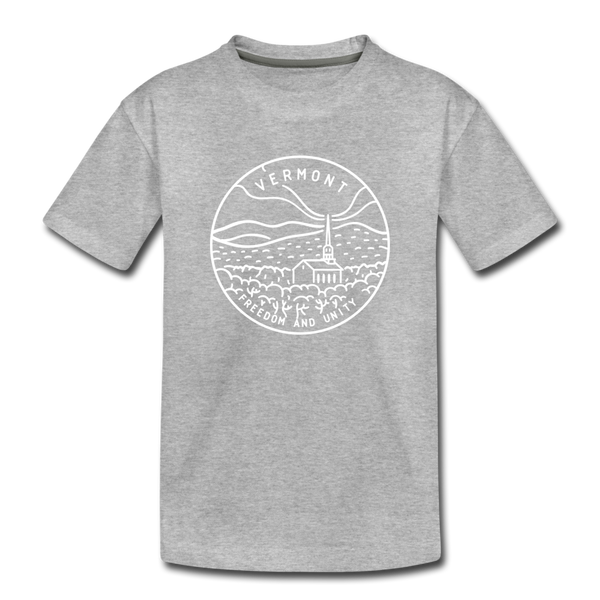 Vermont Youth T-Shirt - State Design Youth Vermont Tee - heather gray
