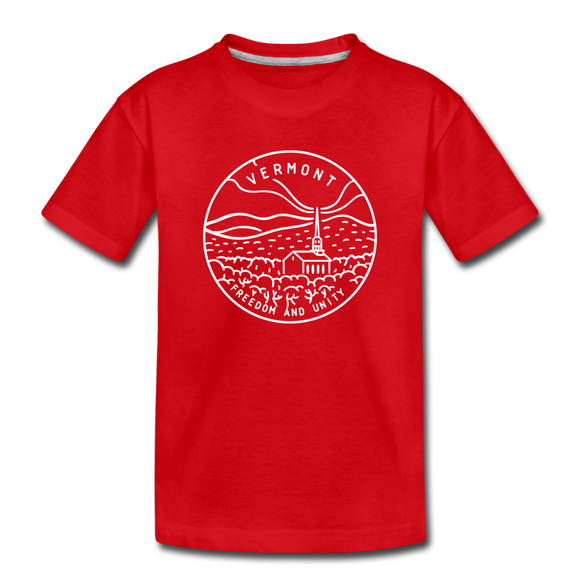 Vermont Youth T-Shirt - State Design Youth Vermont Tee - red