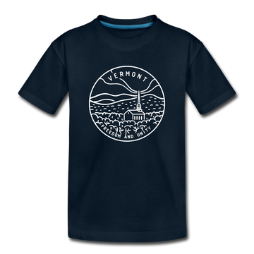 Vermont Youth T-Shirt - State Design Youth Vermont Tee - deep navy