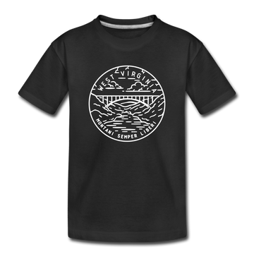 West Virginia Youth T-Shirt - State Design Youth West Virginia Tee - black