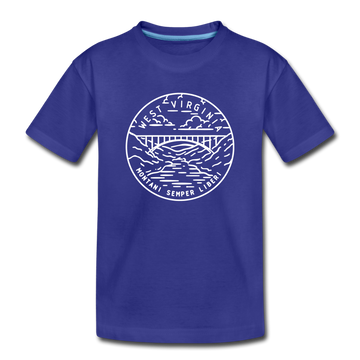 West Virginia Youth T-Shirt - State Design Youth West Virginia Tee - royal blue