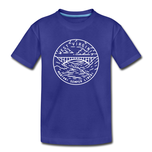 West Virginia Youth T-Shirt - State Design Youth West Virginia Tee - royal blue