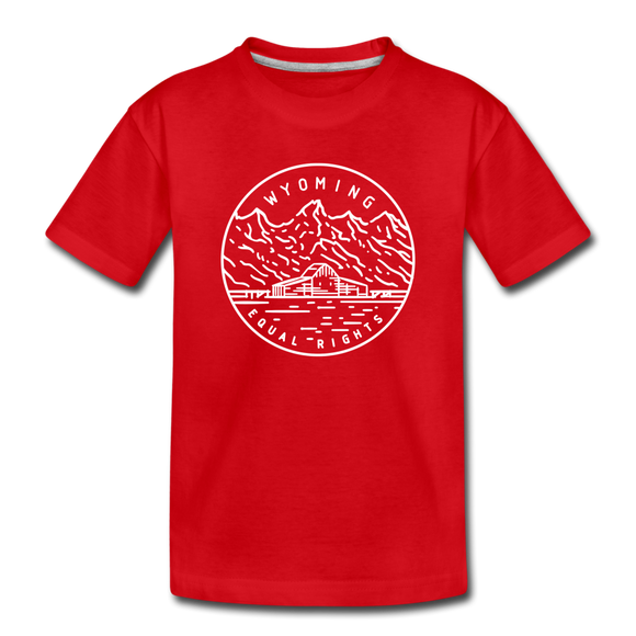 Wyoming Youth T-Shirt - State Design Youth Wyoming Tee - red
