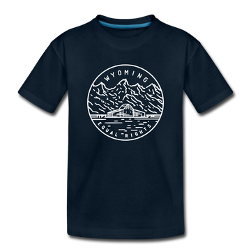 Wyoming Youth T-Shirt - State Design Youth Wyoming Tee - deep navy