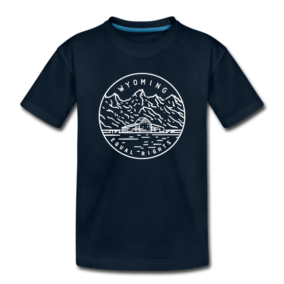 Wyoming Youth T-Shirt - State Design Youth Wyoming Tee - deep navy