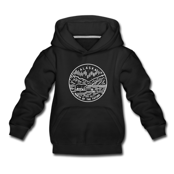 Alaska Youth Hoodie - State Design Youth Alaska Hooded Sweatshirt - black