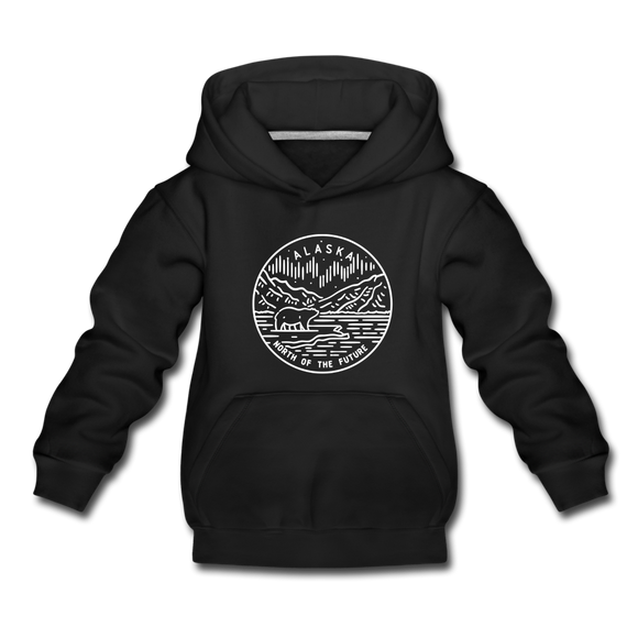 Alaska Youth Hoodie - State Design Youth Alaska Hooded Sweatshirt - black