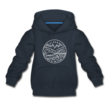 Alaska Youth Hoodie - State Design Youth Alaska Hooded Sweatshirt - navy